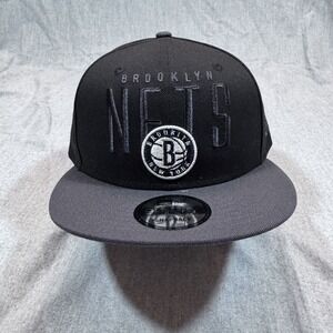 Brooklyn Nets Hat Cap Snap‎ Back Black Gray NBA Basketball New Era 9Fifty Mens